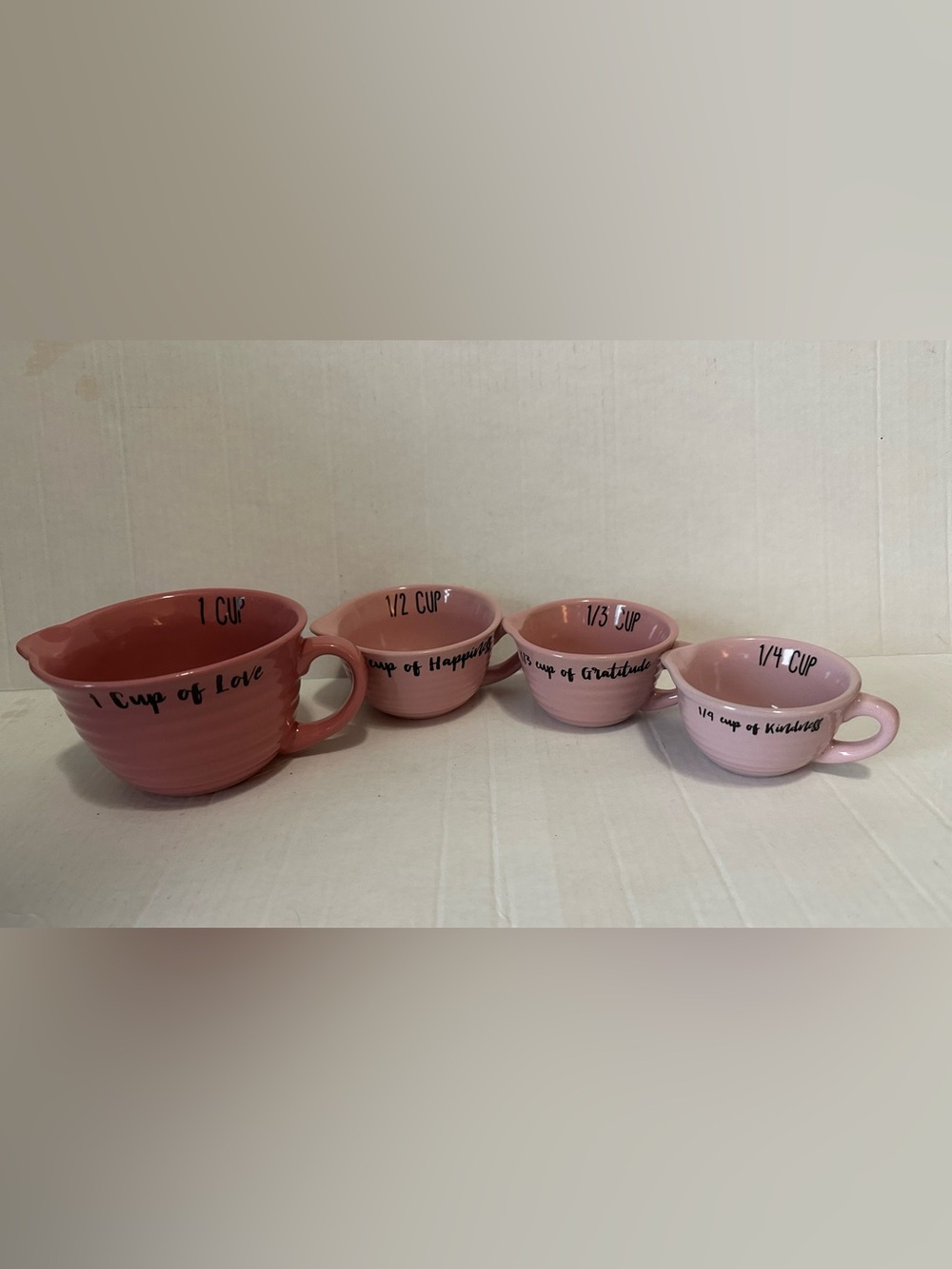10 Strawberry Street Pink Ceramic Measuring Cups Set of 4